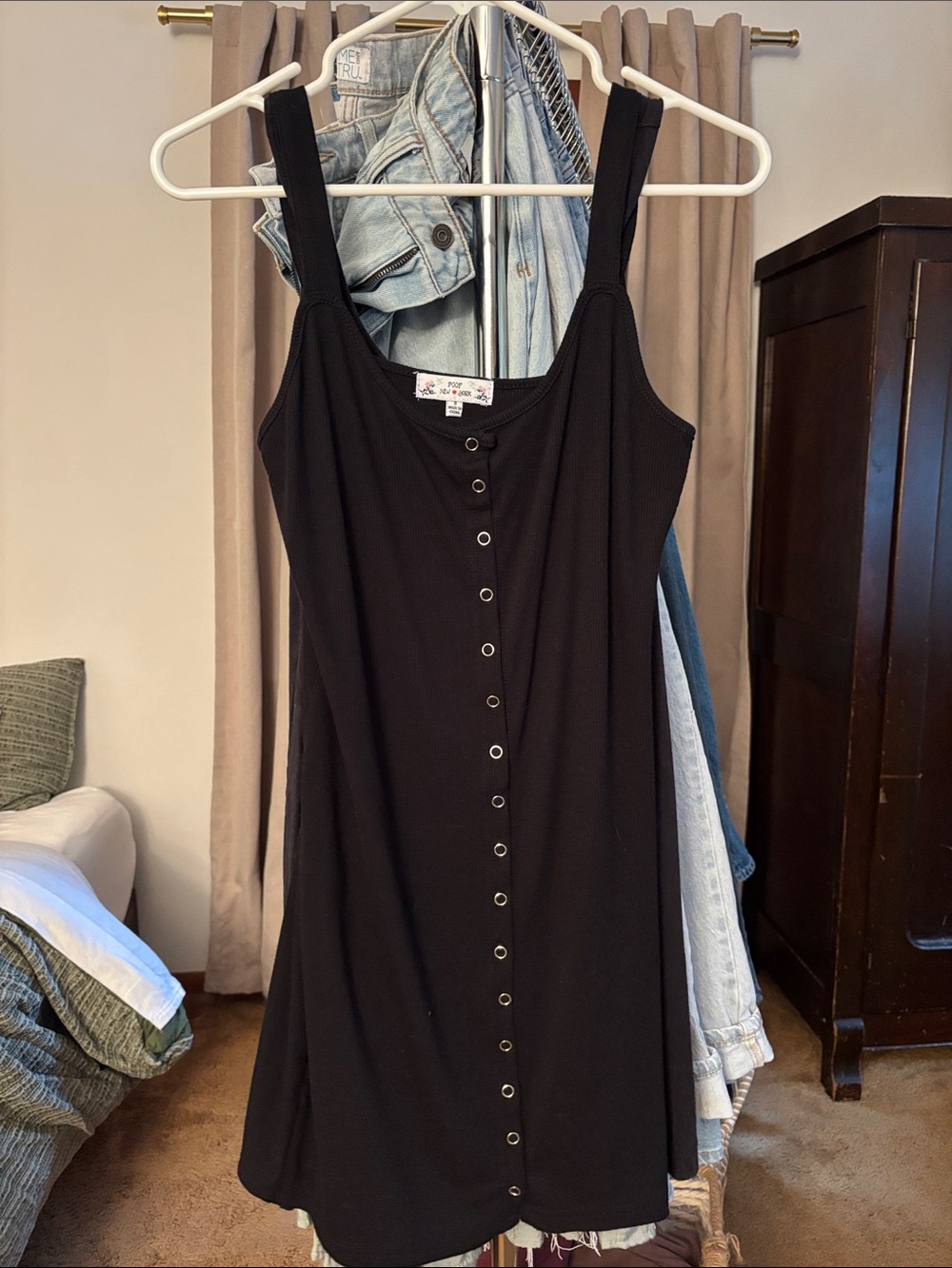 Black Button-Front Tank Dress